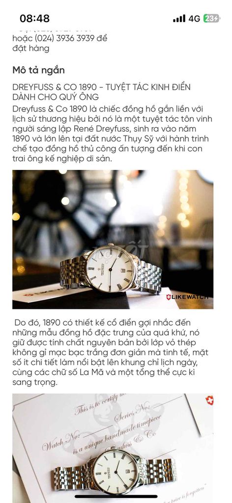 cần bán đồng hồ Thụy sỹ mua ở likewatch