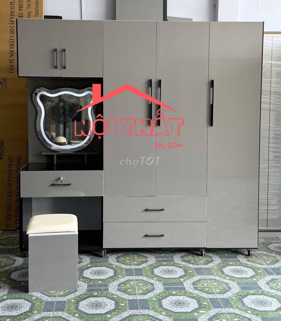 Tủ quần áo Nhựa Xám 1m8x1m85. Mua bán Tủ, kệ gia đình tại Quận 11 Tp Hồ Chí Minh được đăng bởi Nội thất giá xưởng hình 1