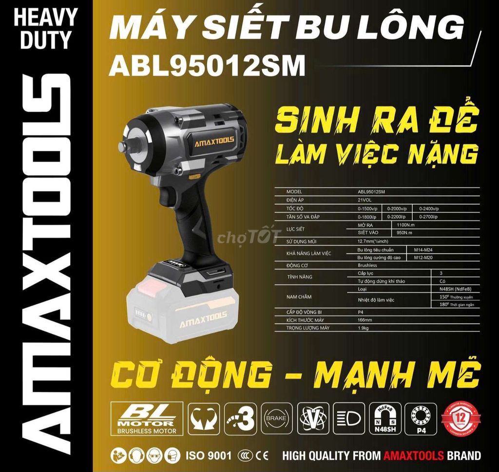 Máy siết bu lông AMAXTOOLS ABL95012SM 21V. Mua bán Đồ chuyên dụng, Giống nuôi trồng tại Huyện Châu Thành Hậu Giang được đăng bởi Duy Nguyễn Cái Răng hình 1