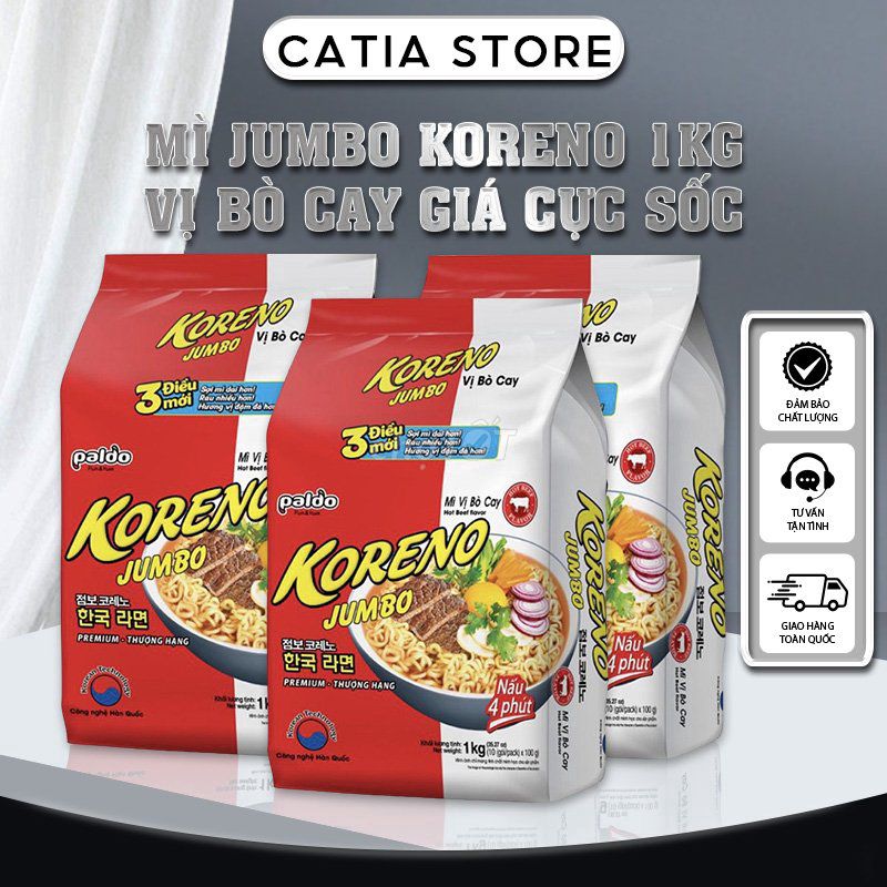 MÌ Cay Ăn Liền KORENO JUMBO Vị Kim Chi Và Bò Cay