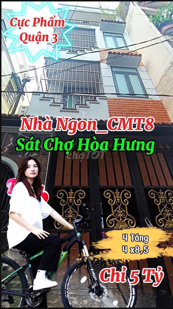 QUẬN 3- [5 TỶ]- CÓ NHÀ ĐẸP 4 TẦNG- 34M2- SÁT CHỢ HÒA HƯNG-KDC SẦM UẤT