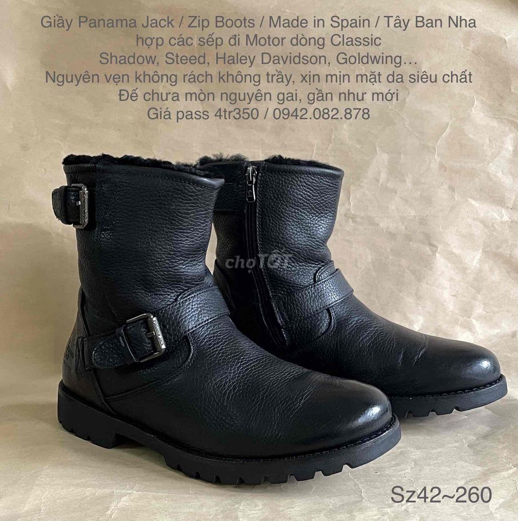 Giầy Panama Jack size42 Zip Boots Made in Spain