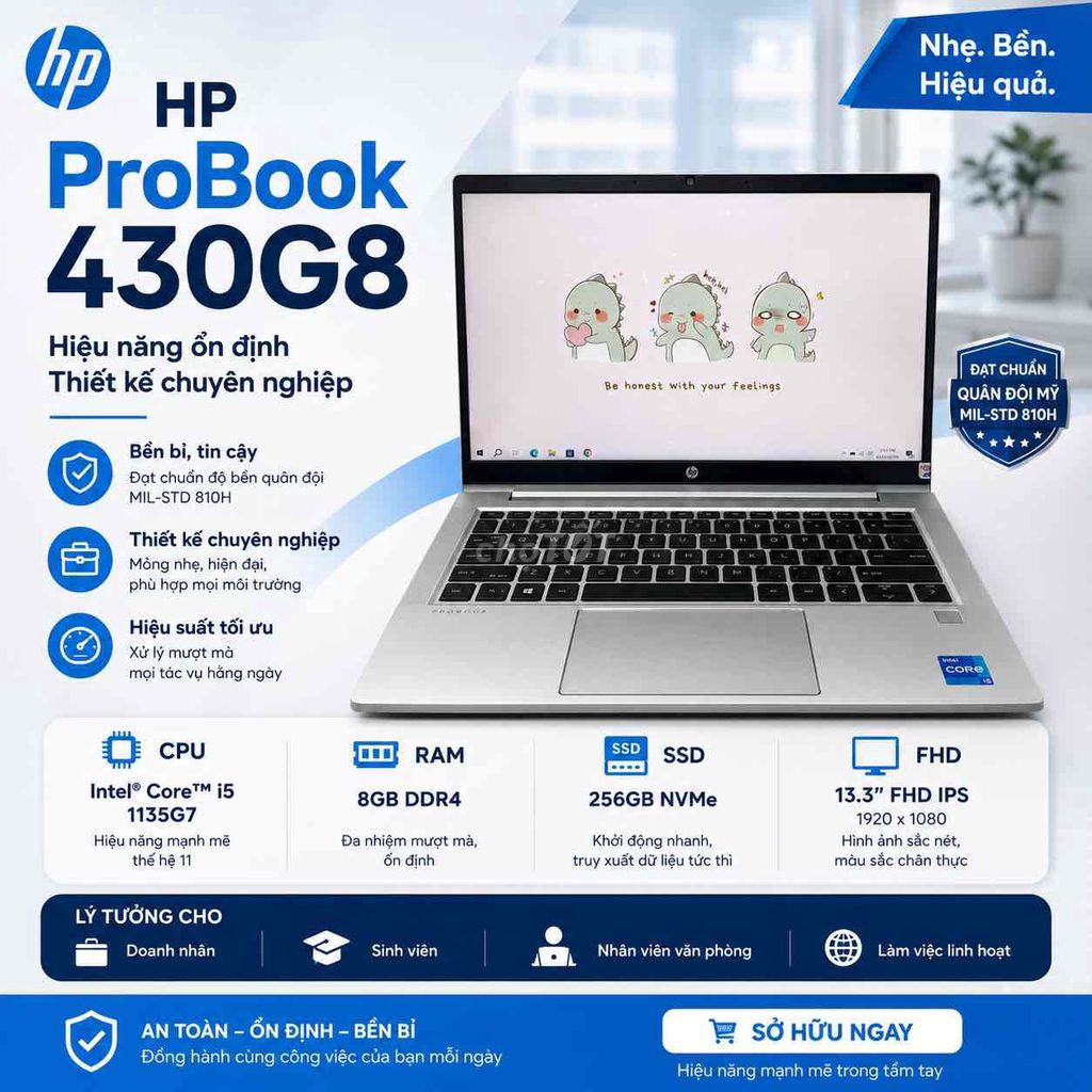HP ProBook 430 G8 i5-1135G7 13.3 inch 8GB/256GB. Mua bán Laptop tại Thành phố Buôn Ma Thuột Đắk Lắk được đăng bởi HD Store  hình 1