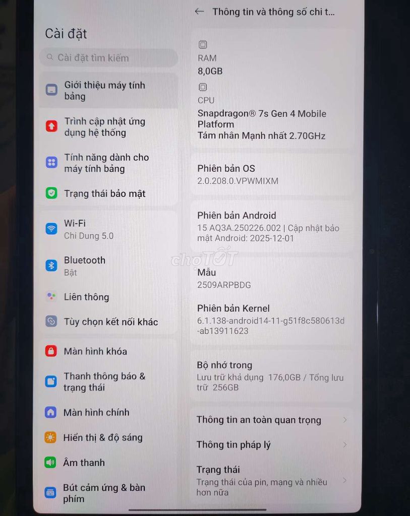 POCO Pad M1 12.1 inch 8GB/256GB. Mua bán Máy tính bảng tại Huyện Chợ Mới An Giang được đăng bởi Hồ Chí Dũng hình 1
