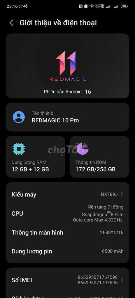 Nubia Red Magic 10 Pro 256GB. Mua bán Điện thoại tại Thành phố Thủ Dầu Một Bình Dương được đăng bởi Rùa hình 1