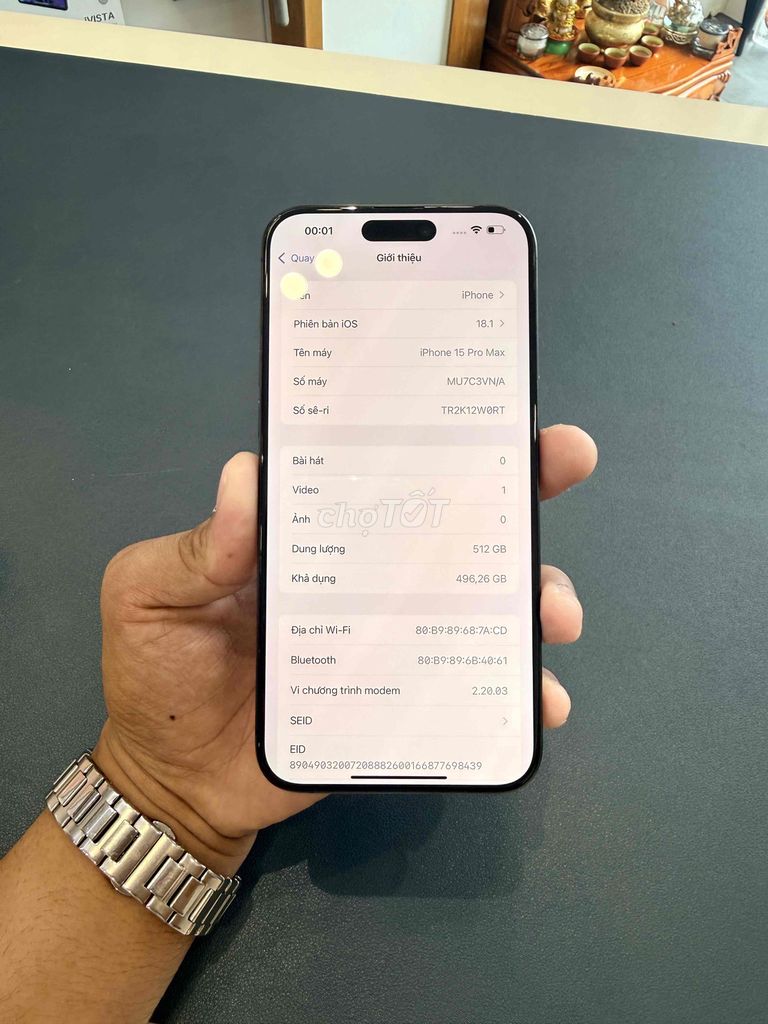 Apple iPhone 15 Pro Max 512GB Đen 99%. Mua bán Điện thoại tại Quận Ninh Kiều Cần Thơ được đăng bởi Minh Phát hình 1