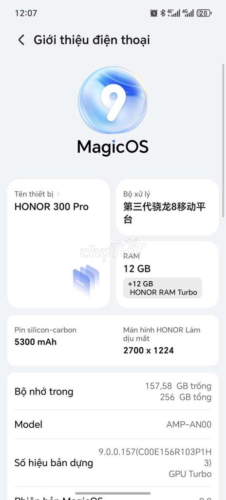 Honor 300 pro fullbox đẹp keng 99%