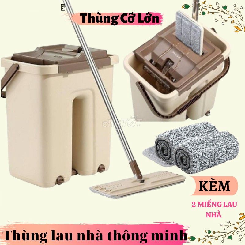 BỘ LAU NHÀ 2 NGĂN TỰ VẮT LỚN MYSUTA KÈM 2 MIẾNGLAU