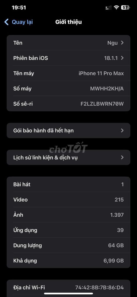 iPhone 11 Pro Max 64GB Đã qua sử dụng. Mua bán Điện thoại tại Quận Đống Đa Hà Nội được đăng bởi trần hải  hình 1