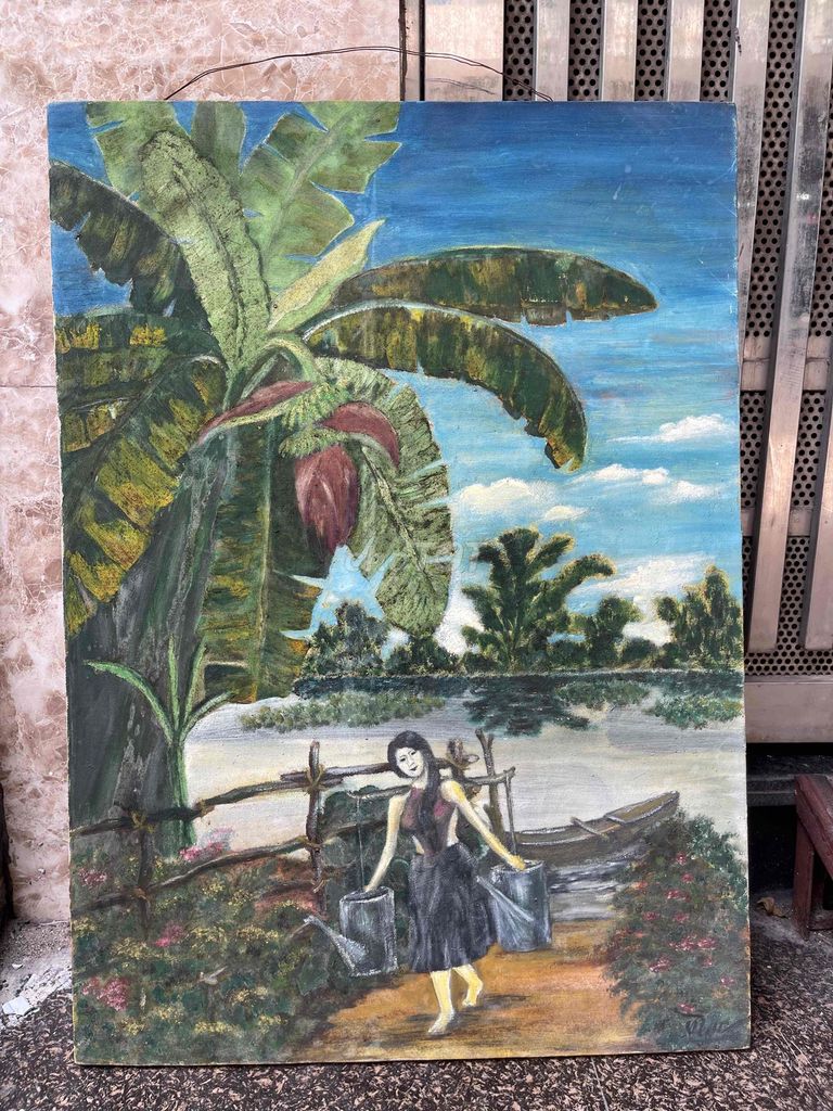 Tranh sơn dầu Xưa 50 x 70 cm. Mua bán Đồ sưu tầm, đồ cổ tại Quận 1 Tp Hồ Chí Minh được đăng bởi Nhật Minh Antique Déco hình 1