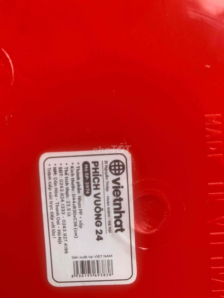 Thùng đá Việt Nhật Phích vuông 24. Mua bán Dụng cụ nhà bếp tại Quận Hoàng Mai Hà Nội được đăng bởi Nguyen ngoc Quang hình 1