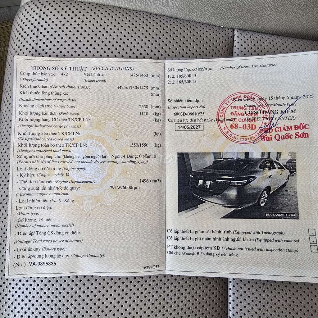 Bán xe Vios 2020 1.5G - 90000 km. Mua bán Ô tô tại Thành phố Rạch Giá Kiên Giang được đăng bởi Tiếp Anh hình 3