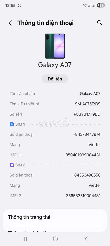 Samsung Galaxy A07 Xanh lá. Mua bán Điện thoại tại Thành phố Sóc Trăng Sóc Trăng được đăng bởi Mai Quốc Huy  hình 1