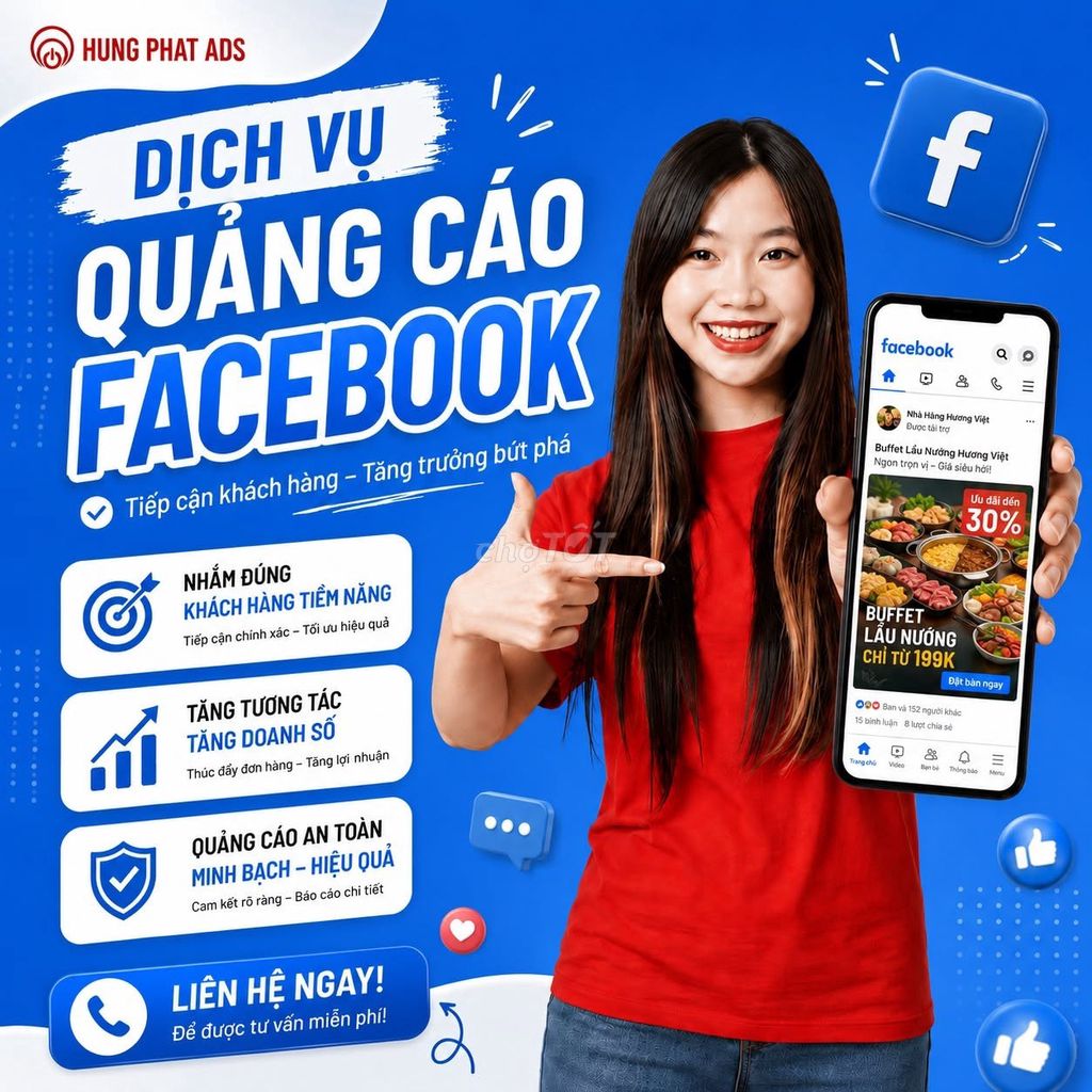 Dịch vụ quảng cáo Facebook. Dịch vụ tại Quận Bình Thạnh Tp Hồ Chí Minh được đăng bởi Công Ty Hưng Phát Ads hình 1
