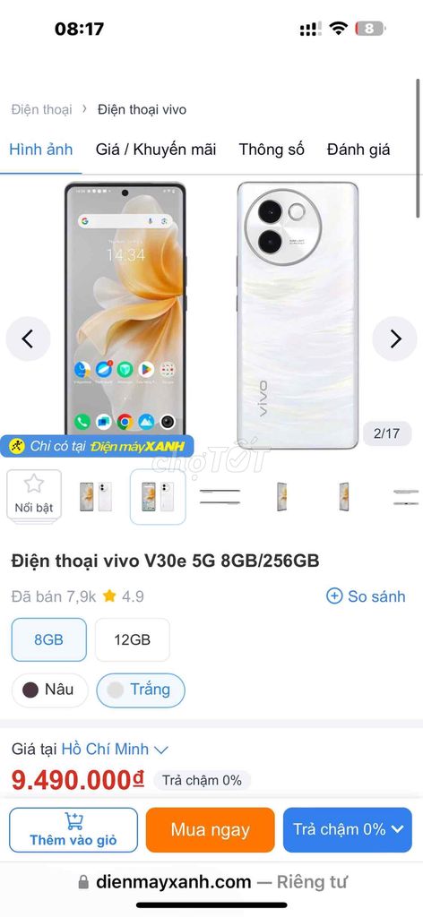 Vivo V30e 5G mua TGDD bh 7/2025. Mua bán Điện thoại tại Thành phố Dĩ An Bình Dương được đăng bởi Duy Hùng 99 hình 2
