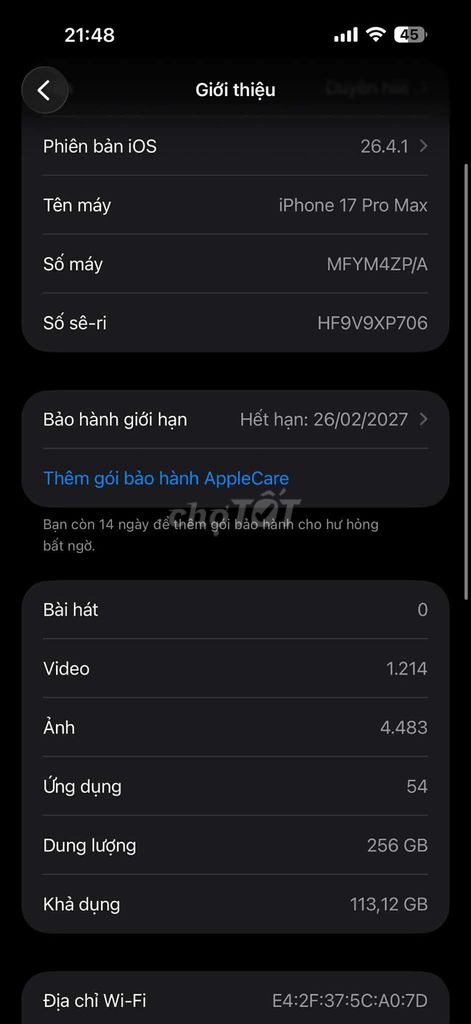 iPhone 17 Pro Max 256GB Trắng Mới. Mua bán Điện thoại tại Thành phố Bắc Ninh Bắc Ninh được đăng bởi Trọng hình 1