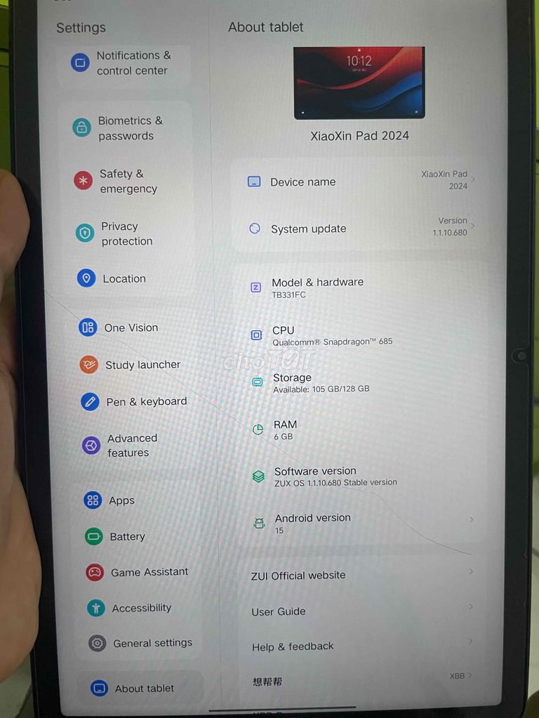 Lenovo XiaoXin Pad 2024 Xám 6GB/128GB. Mua bán Máy tính bảng tại Quận 10 Tp Hồ Chí Minh được đăng bởi Dương hình 1