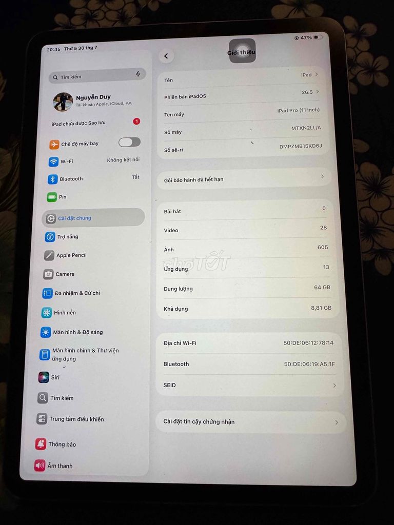 Apple iPad Pro 11 inch 64GB Xám. Mua bán Máy tính bảng tại Huyện Nhơn Trạch Đồng Nai được đăng bởi Duy hình 1