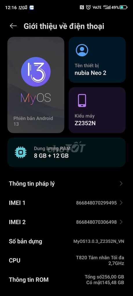 Máy nubia neo 2 máy mới sài 2 tháng còn bảo hành