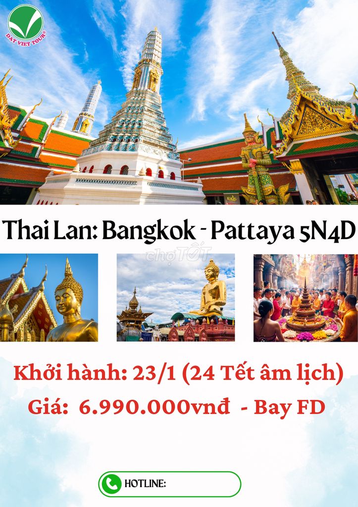 TOUR DU LỊCH BANGKOK PATTAYA 5 NGÀY 4 ĐÊM