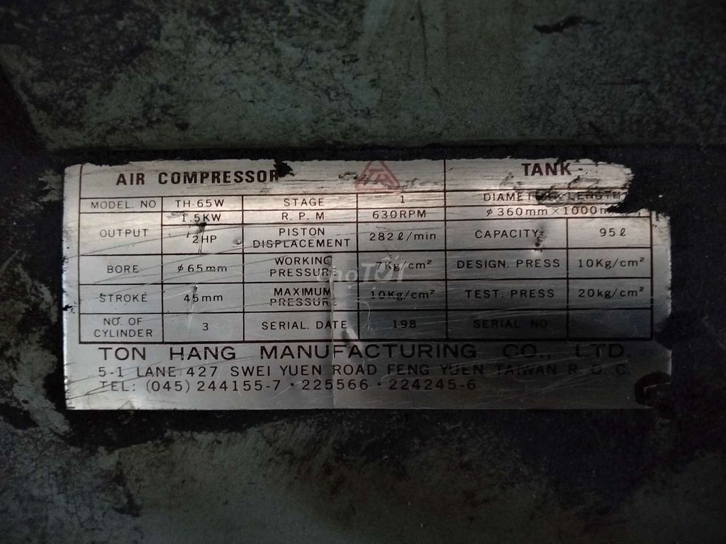 Máy nén khí TH.65W 3HP 95L 3 piston 3 pha. Mua bán Đồ chuyên dụng, Giống nuôi trồng tại Thành phố Châu Đốc An Giang được đăng bởi Nguyen Quoc Viet hình 1