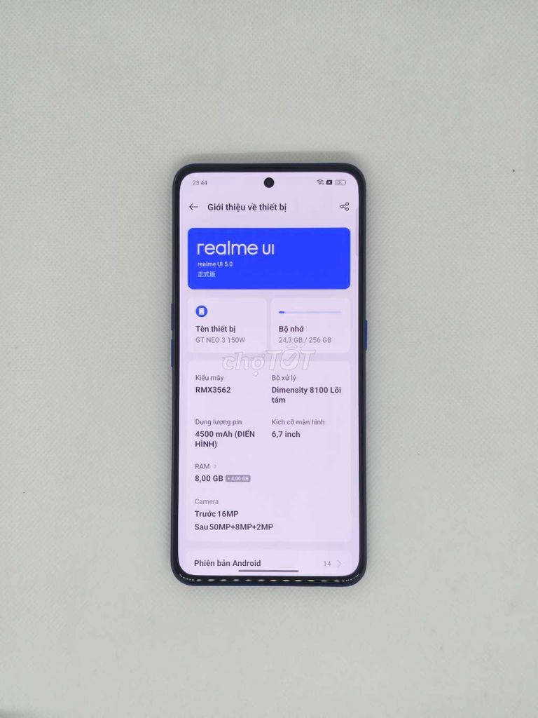 Realme GT Neo 3 150W Xanh 8-256GB, có ship. Mua bán Điện thoại tại Quận Thanh Xuân Hà Nội được đăng bởi Đỗ Mạnh Nhuận hình 1