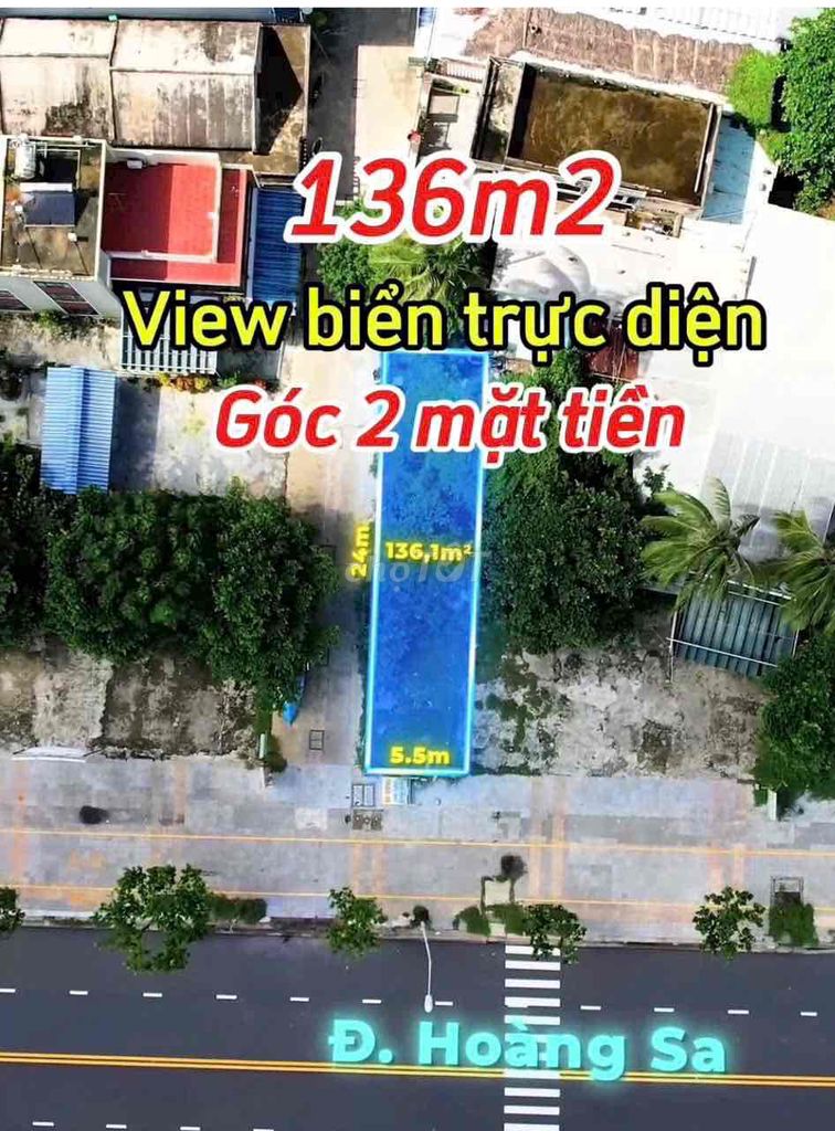 Bán mặt tiền Hoàng Sa , 136m2 , 2 mặt tiền , Biển