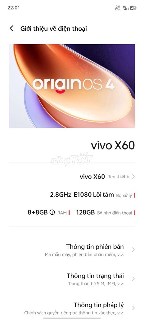 Vivo X60 128GB 8GB E1080 Lõi tám. Mua bán Điện thoại tại Quận Hoàn Kiếm Hà Nội được đăng bởi Mạnh Quàng hình 1