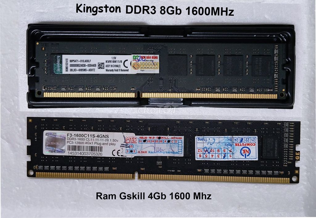 Ram DDR3 1 Kingston 8Gb - 1 Gkill 4Gb 1600MHz