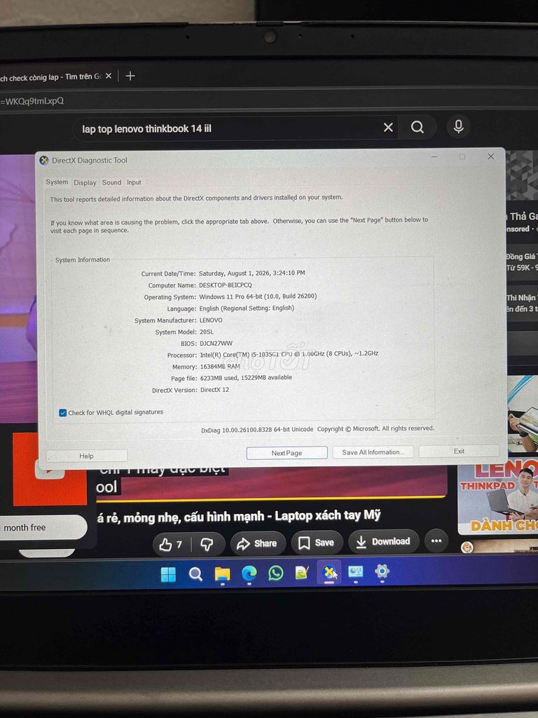Lenovo Thinkbook 14 iil i5 14 inch 16GB/512GB Bạc. Mua bán Laptop tại Quận Cầu Giấy Hà Nội được đăng bởi Hoàng Văn Nguyện hình 1