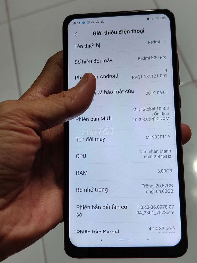 Xiaomi K20PRO. Ram 6. Chíp Snapdragon 855 mượt. Mua bán Điện thoại tại Quận Tân Phú Tp Hồ Chí Minh được đăng bởi SáuToàn  hình 2