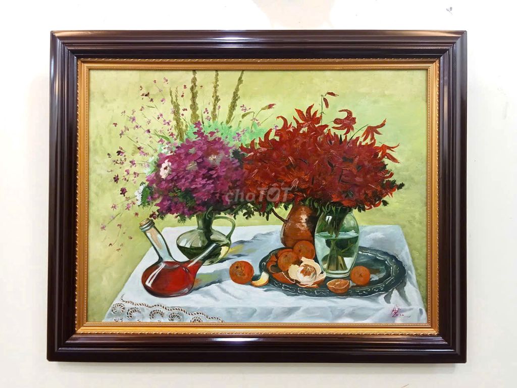 Tranh sơn dầu Bình hoa 96.5x76.5 cm. Mua bán Đồ sưu tầm, đồ cổ tại Quận Hoàng Mai Hà Nội được đăng bởi Mai Xuân Tình hình 1