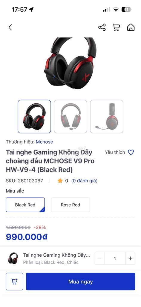 Tai nghe Mchose V9 Pro Đen Đỏ. Mua bán Tivi, Âm thanh tại Thành phố Vũng Tàu Bà Rịa - Vũng Tàu được đăng bởi Long Nguyen hình 1