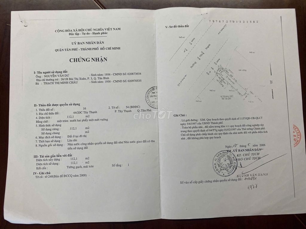 Bán căn nhà số 207, 1 trệt – 1 lầu, mặt tiền đường Tây Thạnh