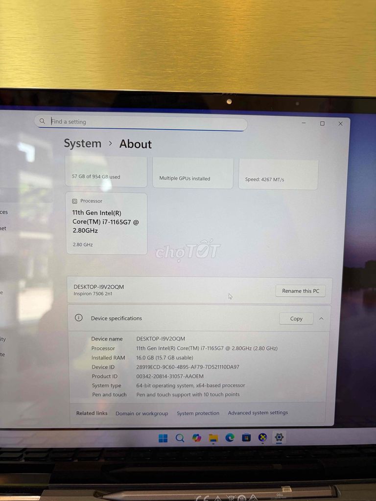 Dell Inspiron 7506 i7-1165G7 16GB - Bút Cảm Ứng. Mua bán Laptop tại Quận Hải Châu Đà Nẵng được đăng bởi Chi Nhánh Thế Giới Số Đà Nẵng hình 1