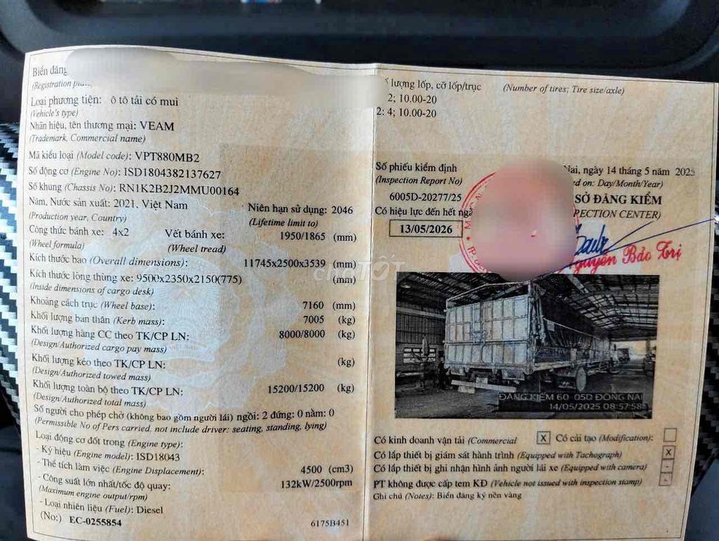 cần bán veam sx 2021 tải 8 tấn thùng siêu dài 9,5m. Mua bán Xe tải, xe ben tại Thành phố Thuận An Bình Dương được đăng bởi Phong hình 2