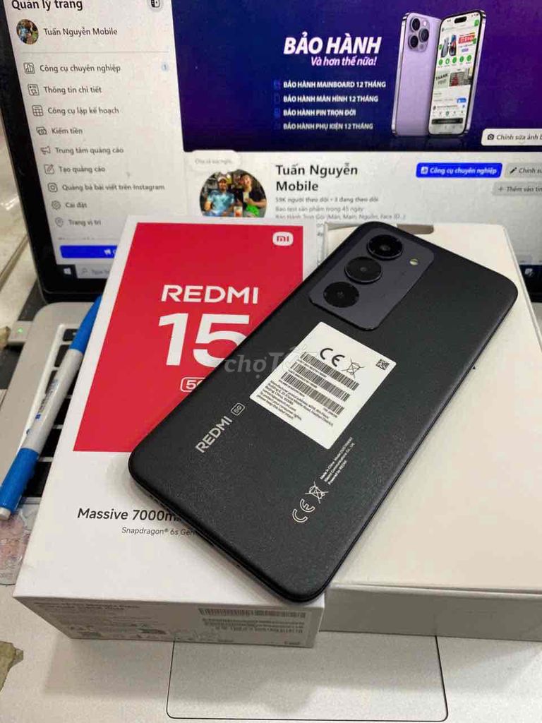 Xiaomi Redmi 15 5G 256GB Đen Like New. Mua bán Điện thoại tại Quận 3 Tp Hồ Chí Minh được đăng bởi Tuấn Nguyễn hình 1