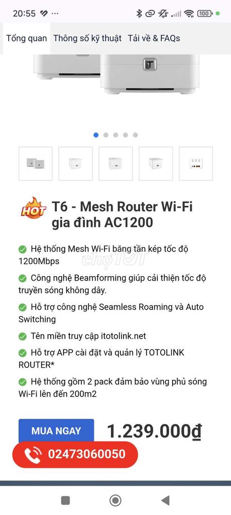 Totolink Mesh ac1200 ban nhanh 1tr4