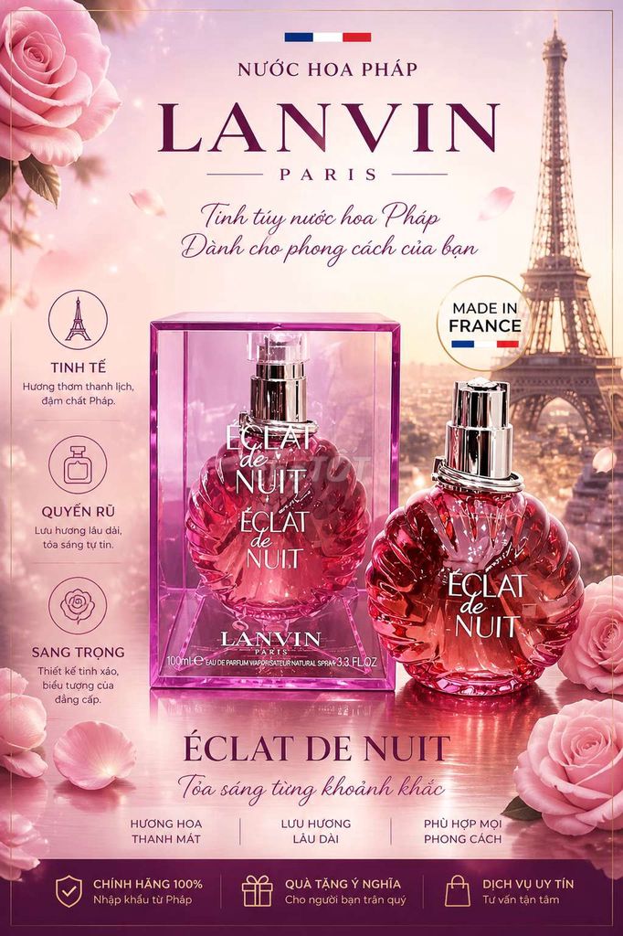 Nước hoa Lanvin Éclat de Nuit Nữ 100ml. Mua bán Nước hoa tại Quận Cái Răng Cần Thơ được đăng bởi Mỹ Phẩm Pkuong Chery hình 1