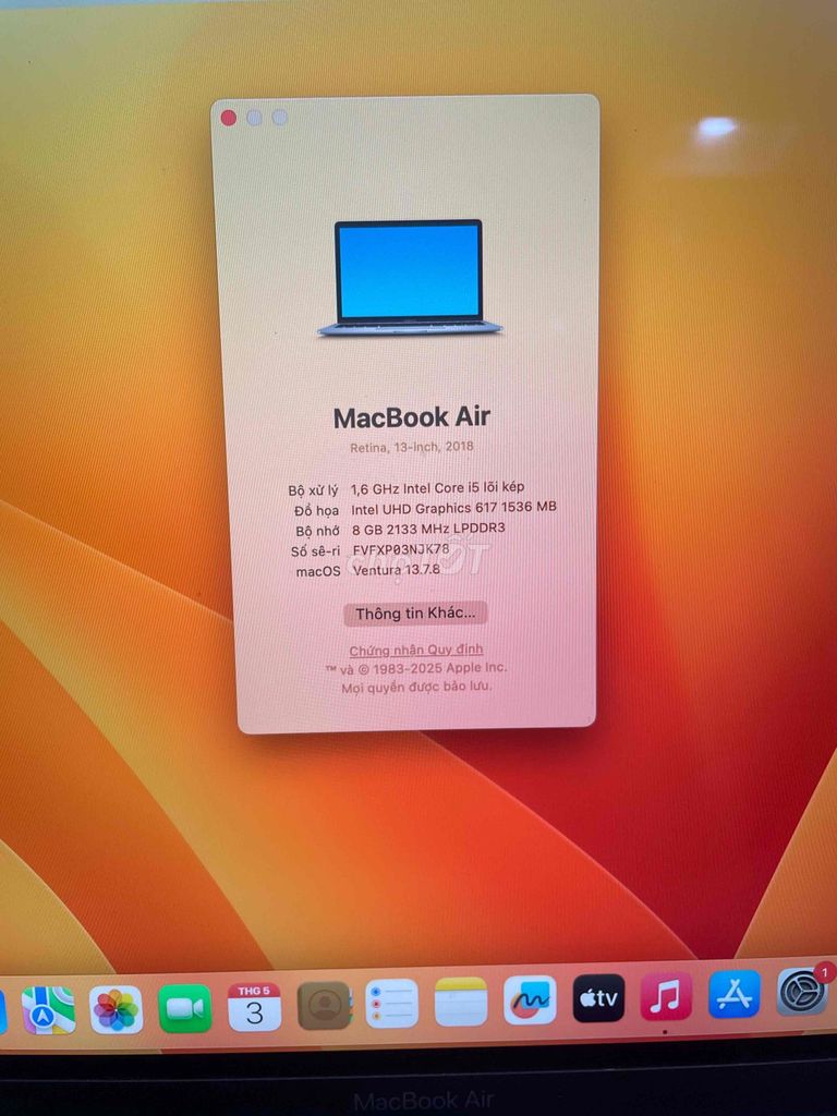 Apple MacBook air 13inch 2018 8GB/256GB Đã qua s. Mua bán Laptop tại Quận 10 Tp Hồ Chí Minh được đăng bởi kl mobile hình 1