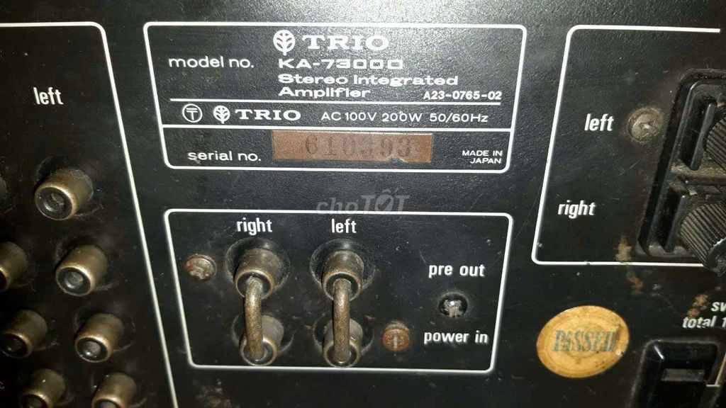 Ampli Trio 7300D.Chạy Sò Sắt.zin đét.ko Mông Má. Mua bán Tivi, Âm thanh tại Quận Bình Thạnh Tp Hồ Chí Minh được đăng bởi NguyễnNguyên hình 1