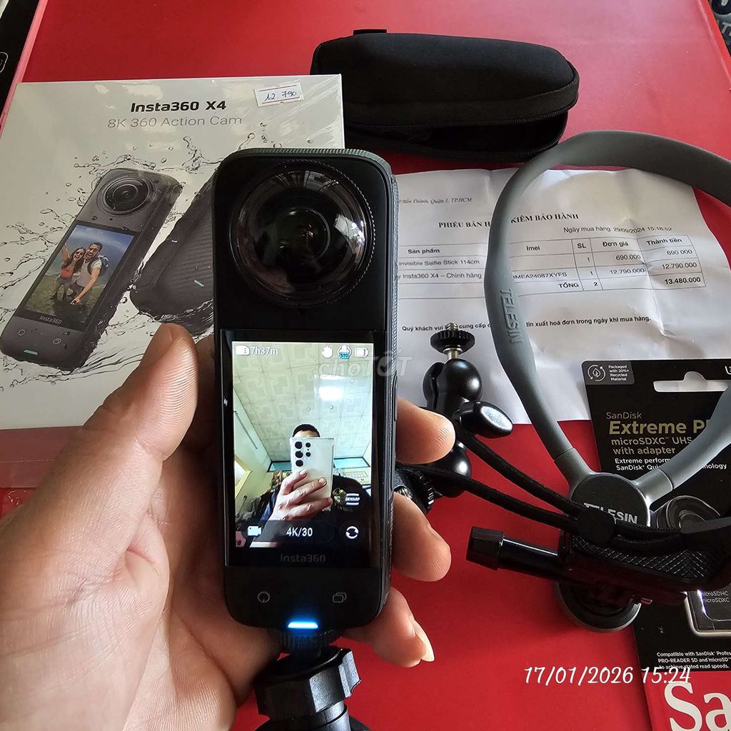 Camera hành động Insta360 X4 cũ. Mua bán Máy ảnh, Máy quay tại Huyện Phù Mỹ Bình Định được đăng bởi Thuần Phong hình 1