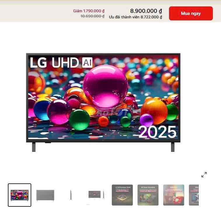 Tivi LG UA8450 4K 2025 Mới. Mua bán Tivi, Âm thanh tại Quận Hà Đông Hà Nội được đăng bởi khanh hình 1