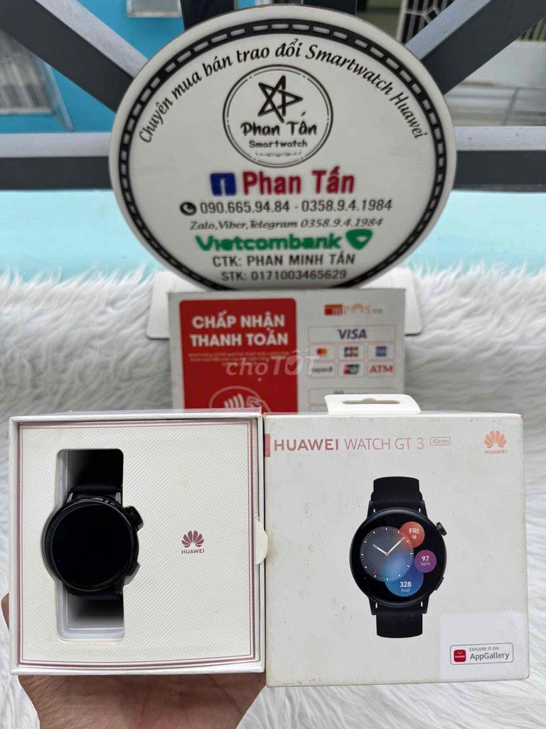 Huawei gt3 42mm sport dây silicon đen full box 99%