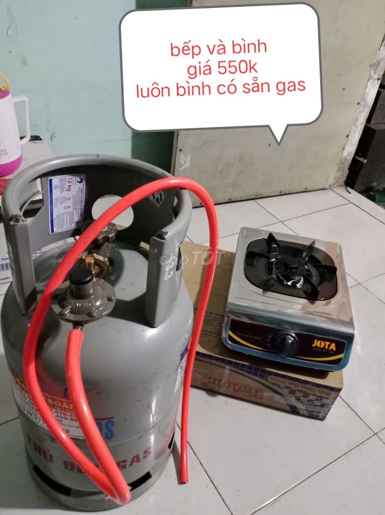 Bếp inox và bình gas, có sẵn gas 550k