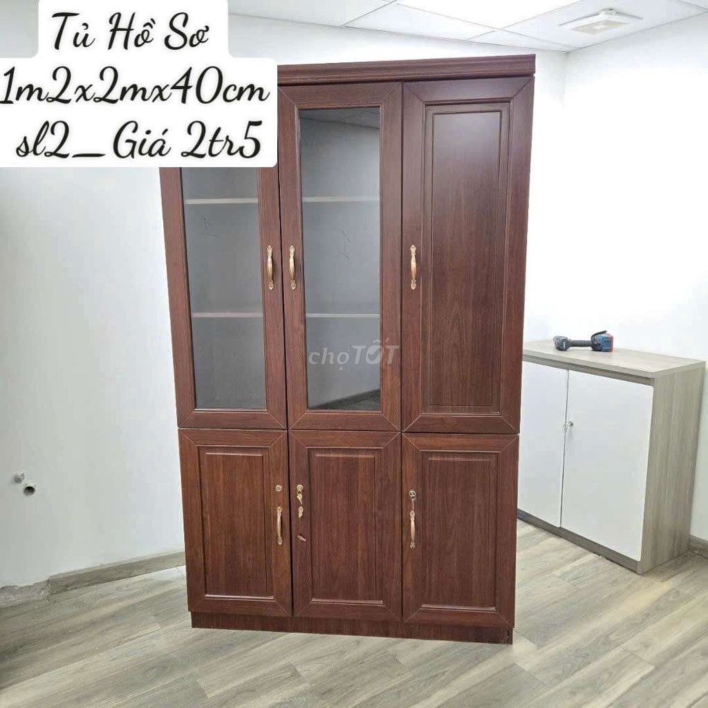 Tủ hồ sơ có kính 1m2 giá 2 củ 5 tphcm