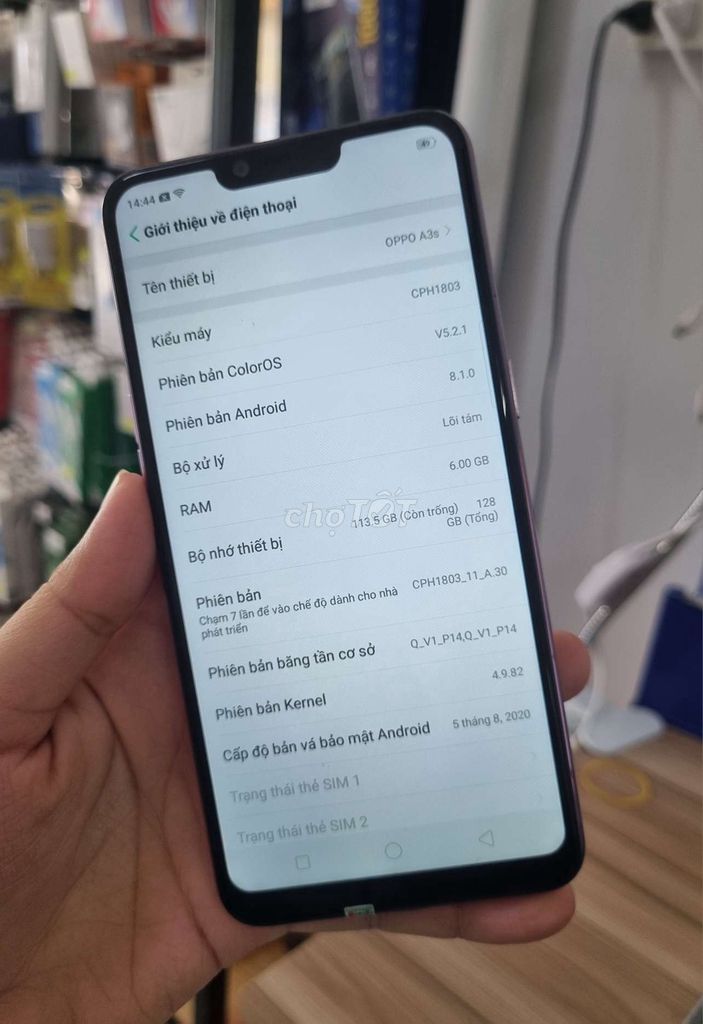 Oppo A3s Màn zin, Main zin. Ram 6/128G. Pin Trâu
