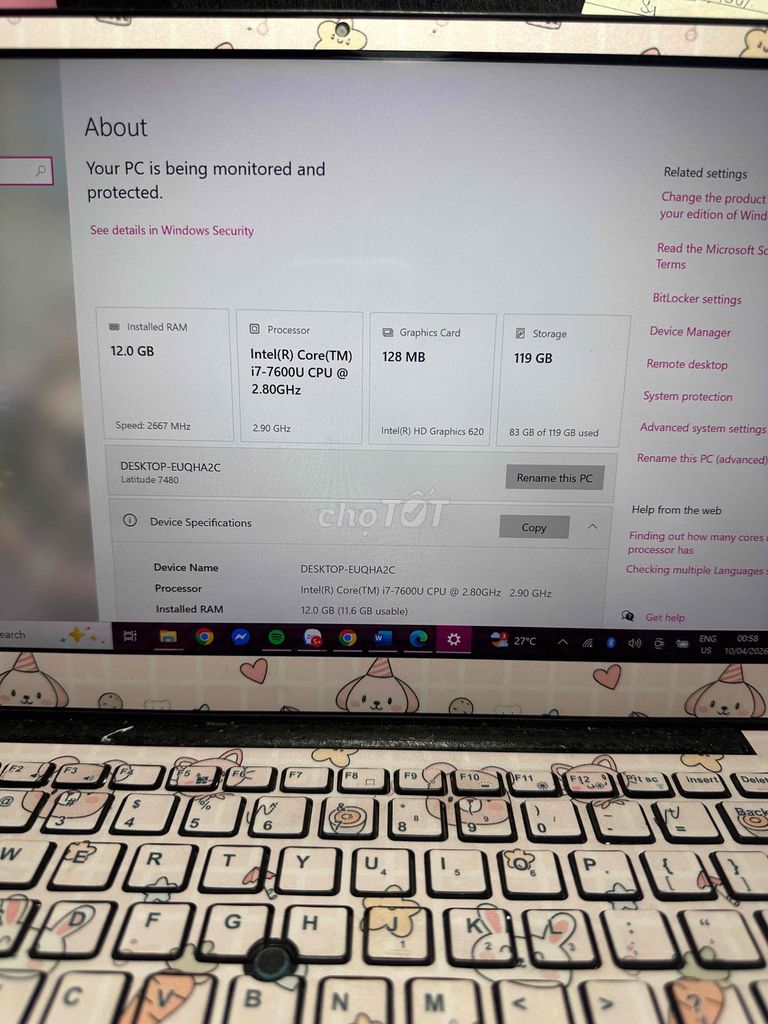 Dell Latitude 7480 i7-7600U 14 inch. Mua bán Laptop tại Huyện Bình Chánh Tp Hồ Chí Minh được đăng bởi Tiên Cẩm hình 1
