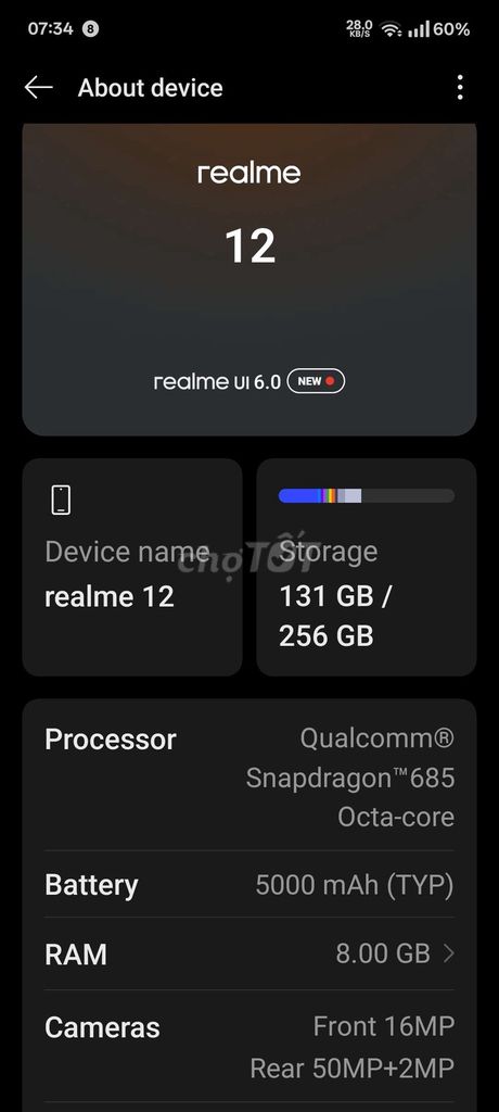 Realme 12 256GB. Mua bán Điện thoại tại Quận Tân Phú Tp Hồ Chí Minh được đăng bởi Lâm hình 1