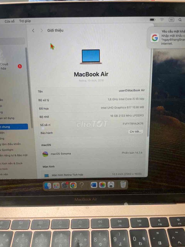 Apple MacBook Air i5 13.3 inch 16GB/SSD. Mua bán Laptop tại Huyện Long Thành Đồng Nai được đăng bởi Tân Võ hình 1